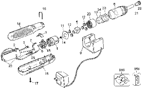 Exploded Diagram A Diagram and Parts List for 9019-24 Type 3 Black and Decker Cordless Drill